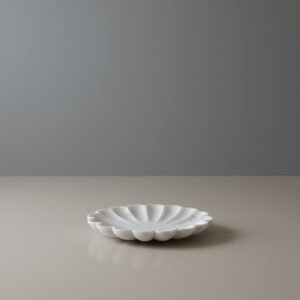 Hand-Carved Makrana White Marble Open Flower Decorative Bowl – Large