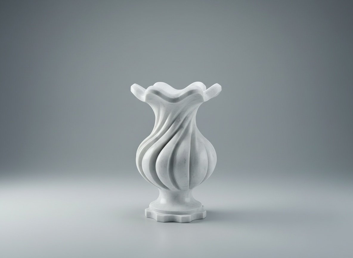 Twisted Makrana White Marble Decorative Accent