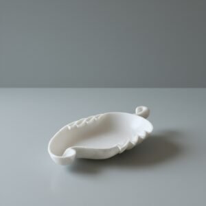 Handcarved Makrana White Marble Leaf Decorative Bowl