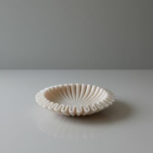 Hand-Carved Makrana Pink Marble Zigzag Decorative Bowl