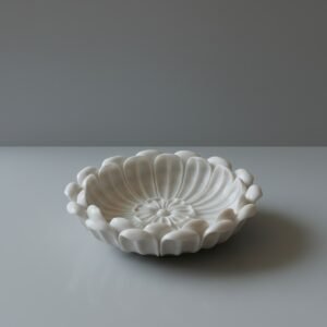 Makrana White Marble Hand-Carved Floral Decorative Bowl