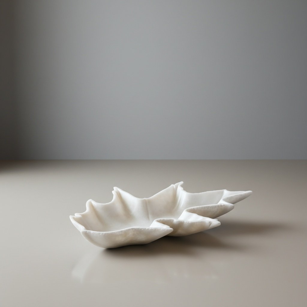 Makrana White Marble Decorative Bowl – Wildflower Leaf