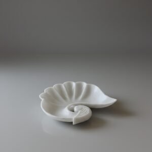 Hand-Carved Makrana White Marble Snail-Shaped Decorative Bowl