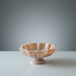 Makrana Pink Marble Blooming Flower Decorative Bowl with Pedestal Stand