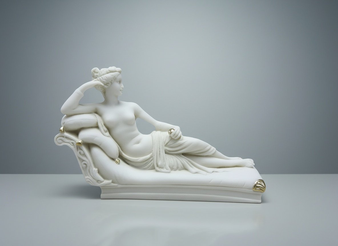 Serene Repose Marble Reclining Lady Sculpture