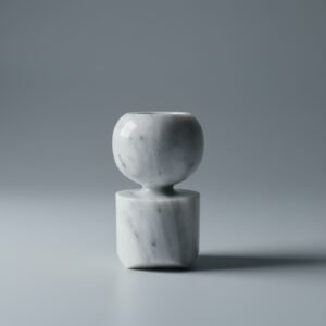 Strata White Marble Stacked Geometric Candle Holder