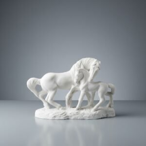 Guardian Grace Marble Horse & Foal Sculpture