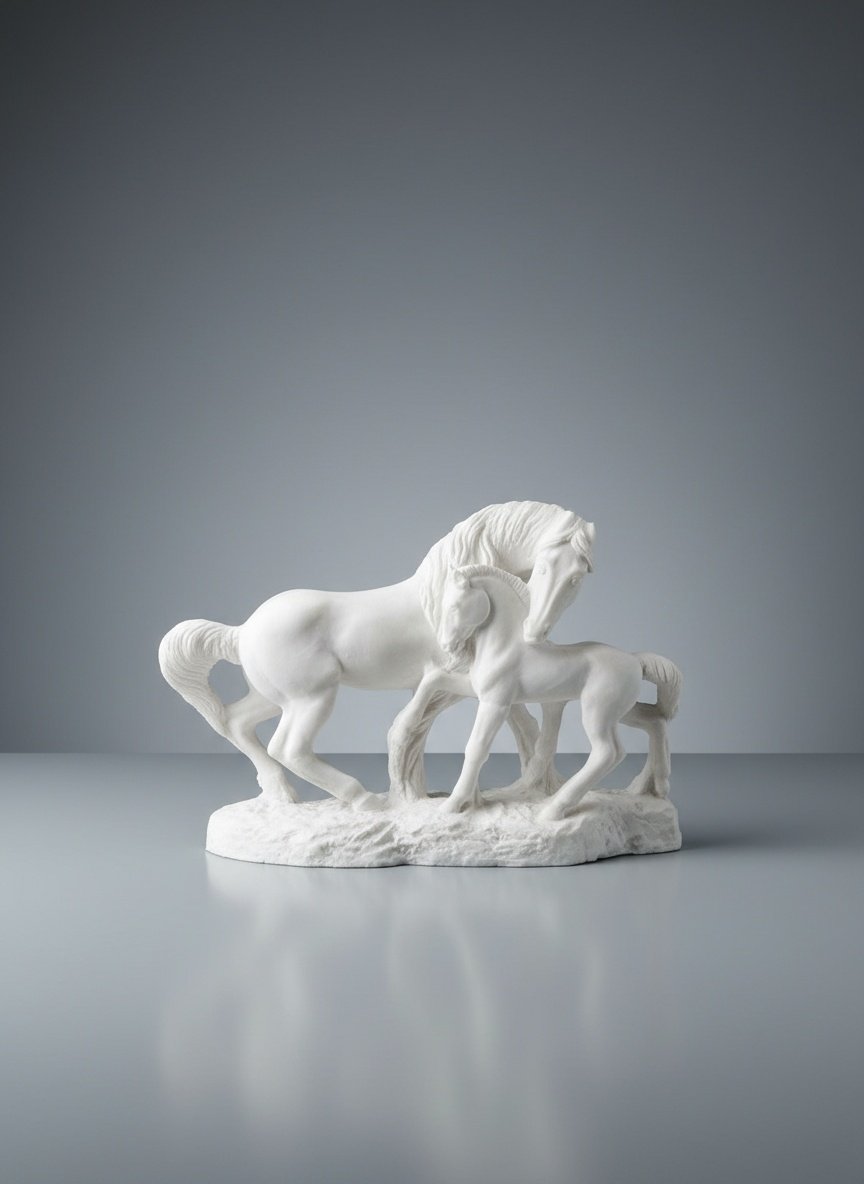 Guardian Grace Marble Horse & Foal Sculpture