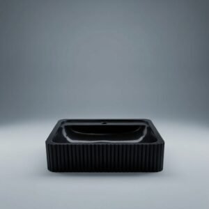 Black Marble Ribbed Vessel Sink – Polished Luxury Finish