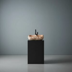 Hand-Chiseled Organic Marble Vessel Sink, Sculpted Stone Basin