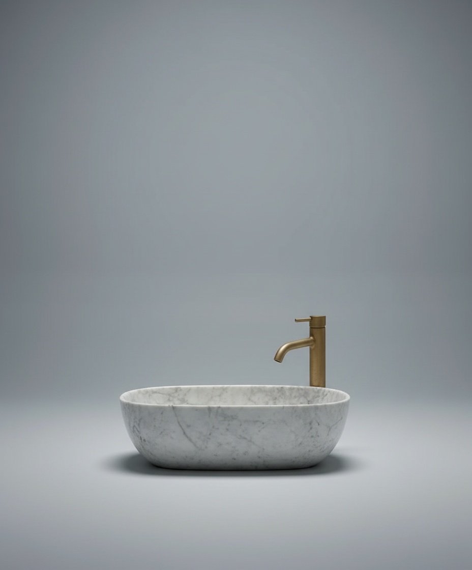 Verona Oval Marble-Pattern Vessel Basin – Contemporary Finish