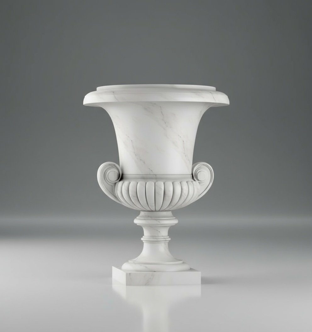 Makrana Marble Hand-Carved Decorative Sculpture with Stand