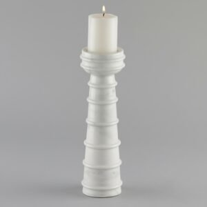Hand-Carved White Marble Candle Holder
