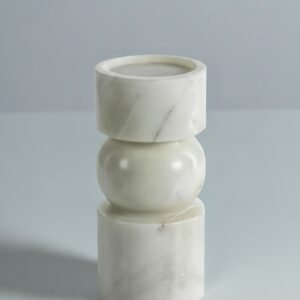 Handcrafted White Marble Pillar Candle Holder