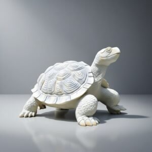 Hand-Carved Marble Tortoise Statue, Realistic Sculpture Symbolizing Longevity & Stability
