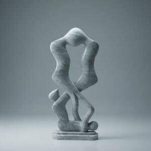 Eternal Embrace - Hand-Carved Modern Abstract Marble Couple Sculpture