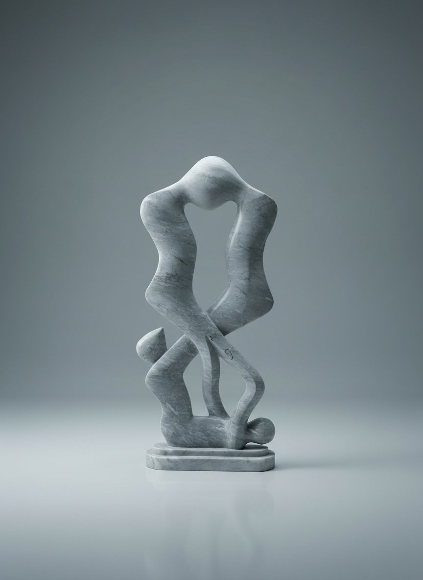 Eternal Embrace - Hand-Carved Modern Abstract Marble Couple Sculpture