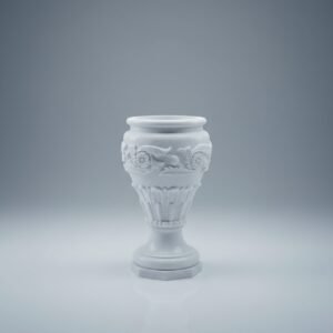 Makrana White Marble Hand-Carved Floral Flower Pot