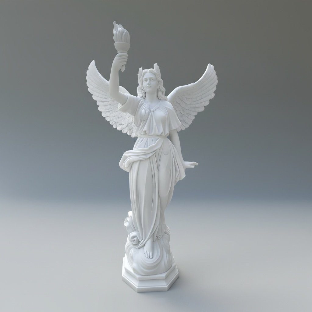 Ethereal Guardian White Marble Angel Statue – Handcrafted with Detailed Wings