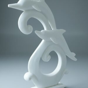 Handmade Marble Twin Dolphins Sculpture
