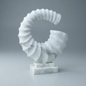 Contemporary Handcrafted Marble Spiral Sculpture with Natural Veining