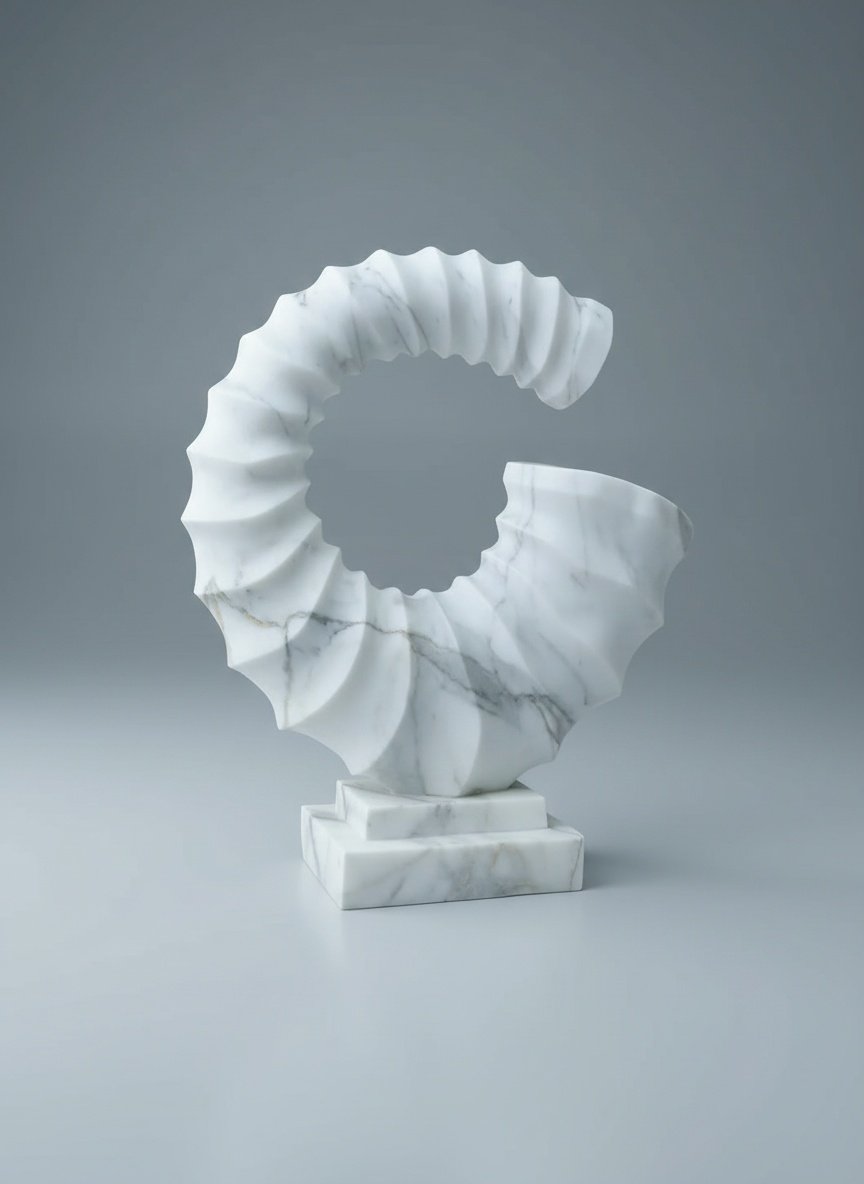 Contemporary Handcrafted Marble Spiral Sculpture with Natural Veining