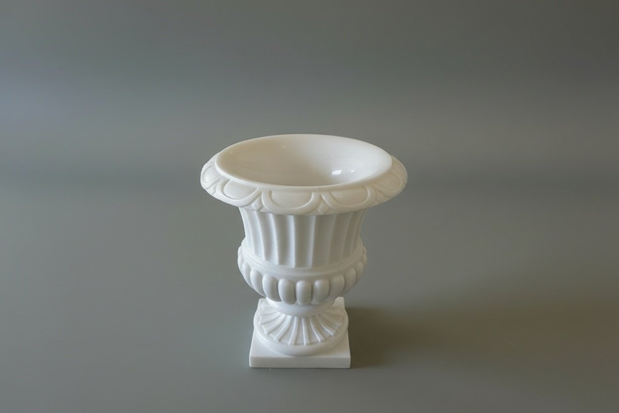 Hand-Carved Makrana White Marble Grooved Flower Pot
