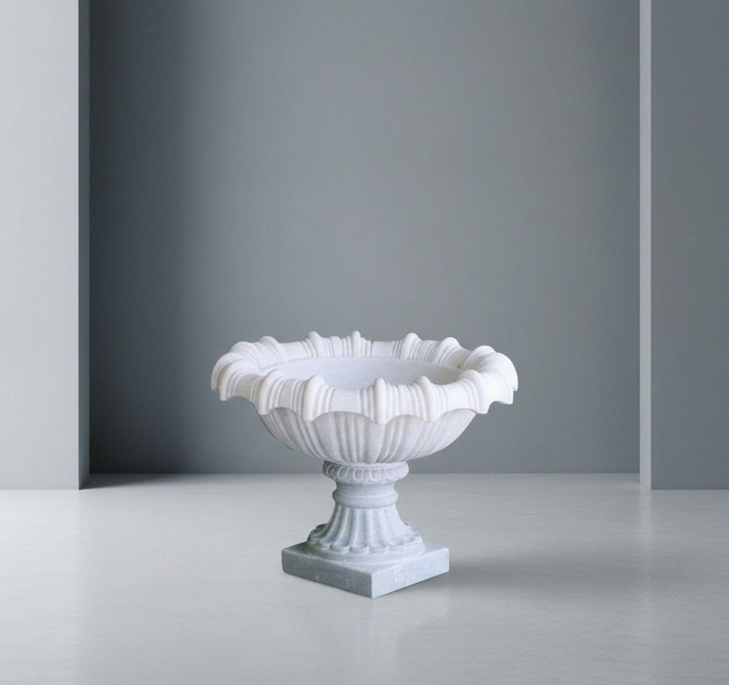 Makrana White Marble Handcrafted Planter Pot