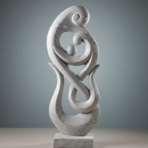 Eternal Embrace Handcrafted Marble Abstract Family Sculpture