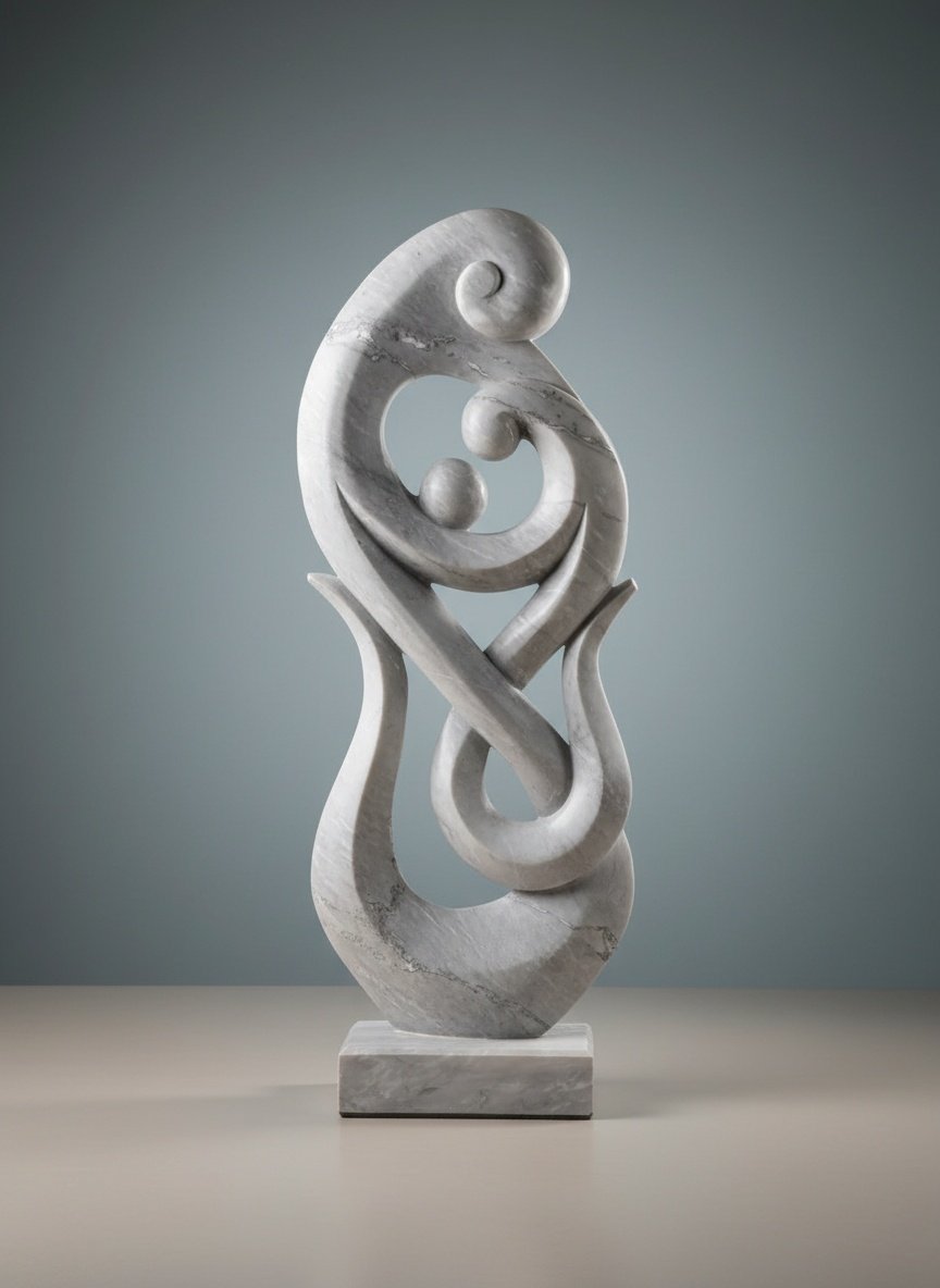 Eternal Embrace Handcrafted Marble Abstract Family Sculpture