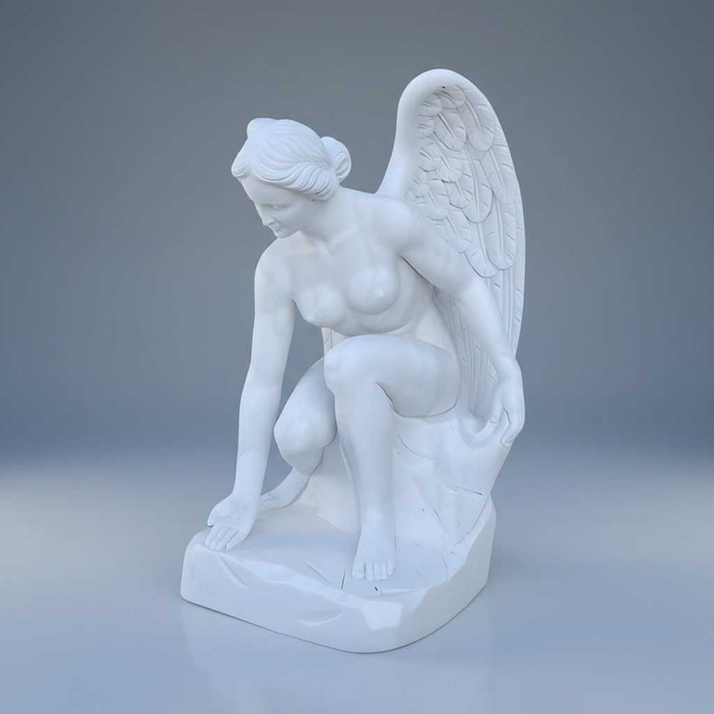 Serene Seated Angel Statue