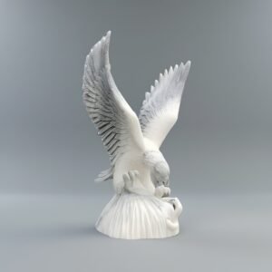 Soaring Eagle White Marble Sculpture, Handcarved with Lifelike Wings