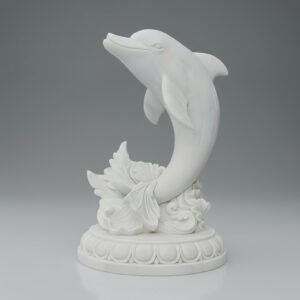 Graceful Curves Handcrafted White Marble Dolphin Sculpture