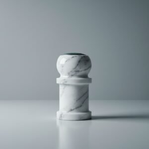 Bold Round-Top Handcrafted Marble Pedestal Candle Holder