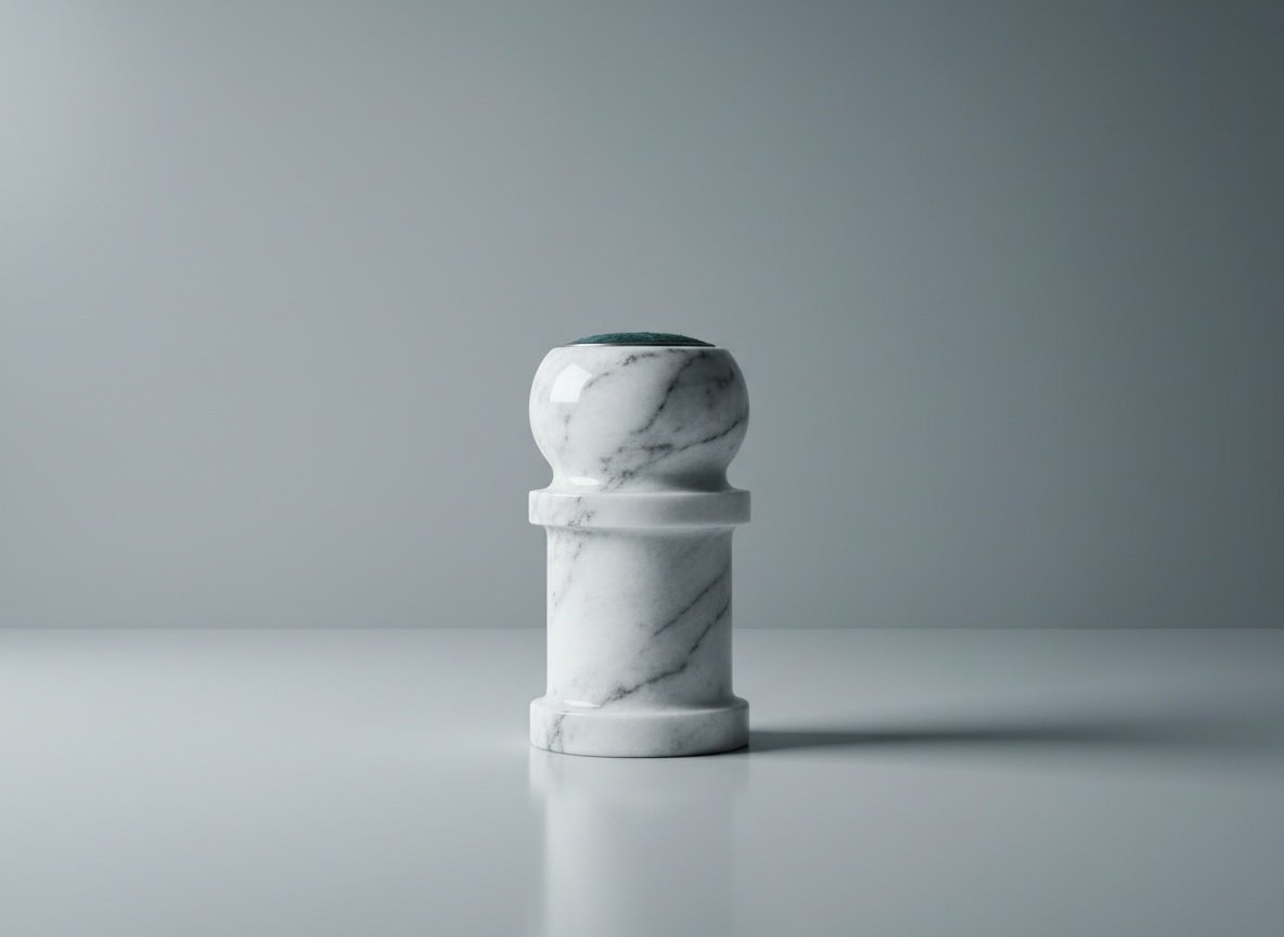 Bold Round-Top Handcrafted Marble Pedestal Candle Holder