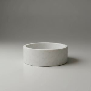 Round Polished Marble Wash Basin — Minimalist Modern Countertop Vessel Sink