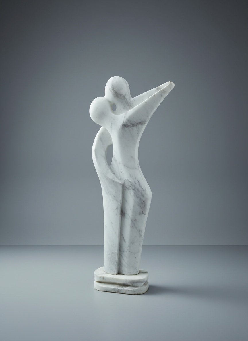 Eternal Embrace Handcrafted Abstract Marble Couple Sculpture