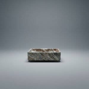 Decorative Multitone Marble Ribbed Rectangular Vessel Sink