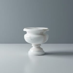 Makrana White Marble Hand-Carved Flower Pot