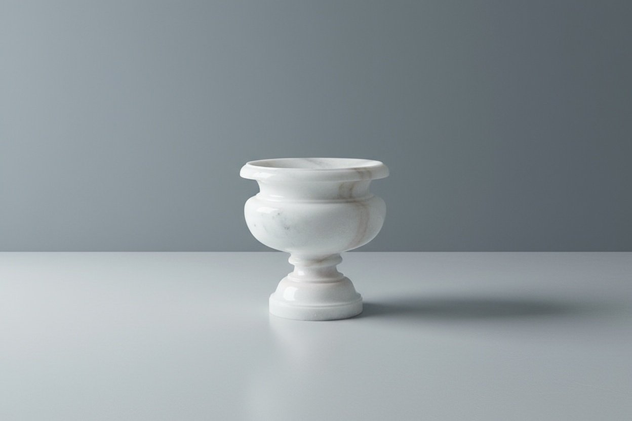 Makrana White Marble Hand-Carved Flower Pot