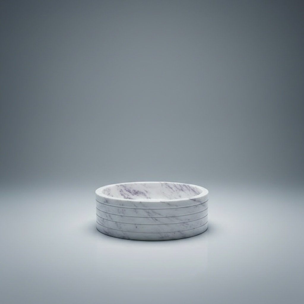 Handcrafted Natural Marble Vessel Sink – Rustic Stone Texture