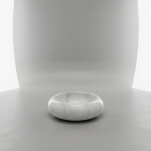 White Marble Low-Profile Vessel Basin with Soft Curves - Polished Finish