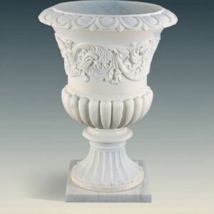 Makrana White Marble Hand-Carved Decorative Panel with Display Stand