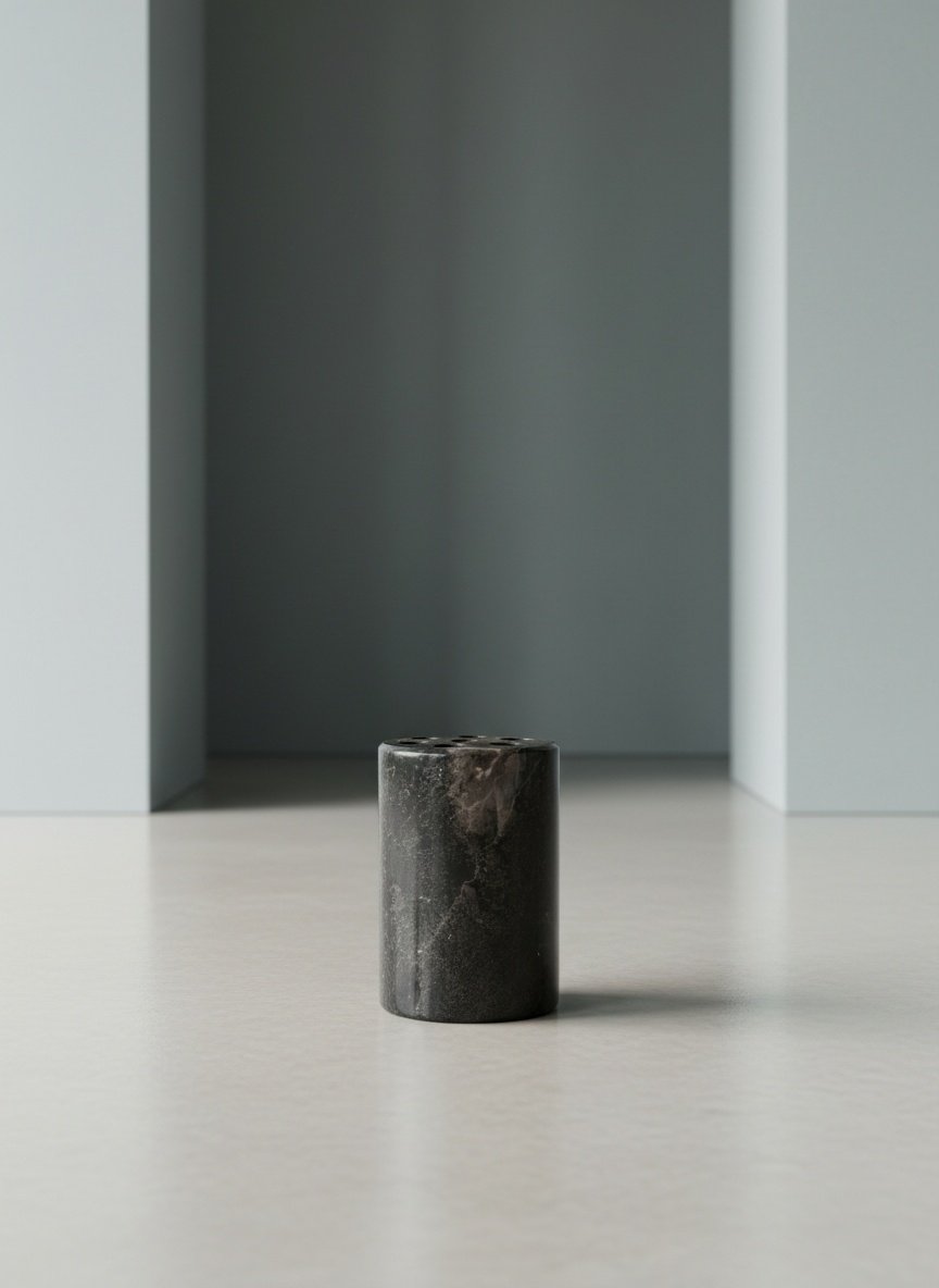 Handcrafted Vintage Black Marble Pen Holder Desk Organizer