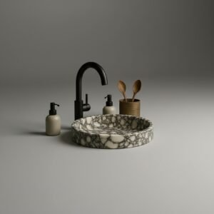 Calacatta Viola Marble Vessel Sink - Hand-Carved Bathroom Countertop Basin