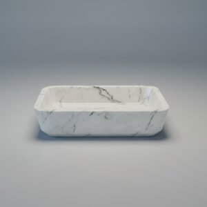 Carrara White Marble Wall-Mount Rectangular Bathroom Sink