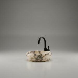 Calacatta Viola Marble Vessel Sink – Handcrafted Polished Bathroom Vanity Basin with Dramatic Plum Veining