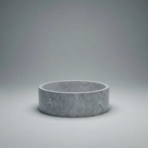 Tundra Grey Marble Above-Counter Bathroom Sink – Polished Natural Stone Vessel Basin