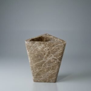 Light Emperador Marble Hand-Carved Pedestal Sink