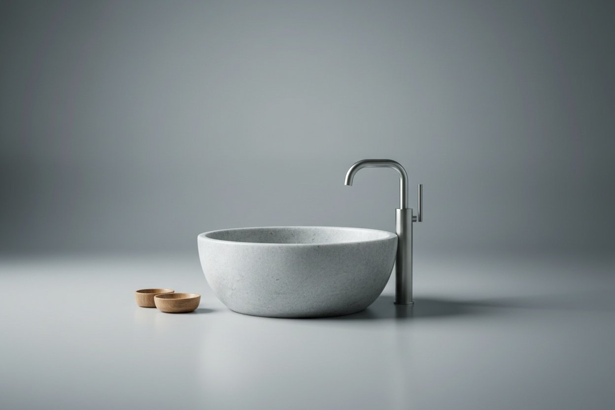 Beige Marble Bathroom Sink - Handcrafted Natural Stone Basin